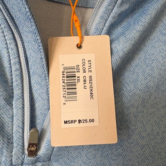 Peter Millar Herringbone Perth Performance Pullover 1/4 Zip Blue NWT XXL - Picture 5 of 7